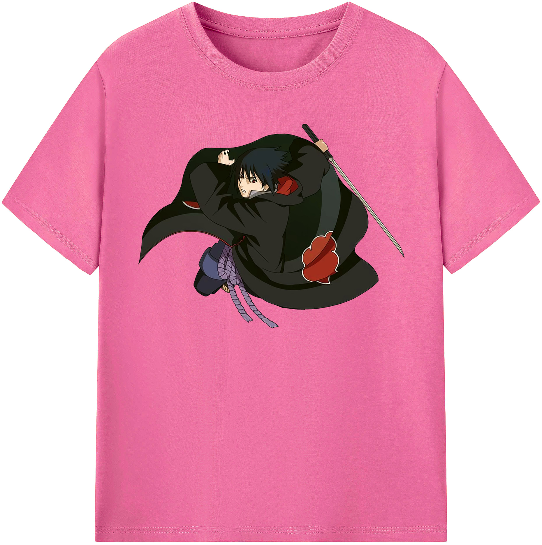 （画像用） NARUTO -ナルト- うちは サスケ Uchiha Sasuke レディースカジュアルプリントTシャツ（綿100％）